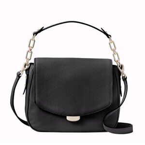 Kate Spade Mulberry Street Alicia Leather Shoulder Crossbody Saddle Bag Black